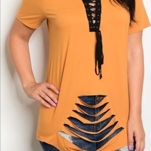 PLUS SIZE MUSTARD TOP
